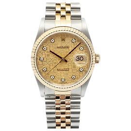 Rolex Orologio da uomo Datejust Combi con quadrante Computer e diamanti originali Ten Point