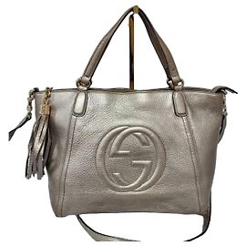 Bolso Soho Top Handle/Satchel de piel granulada GUCCI Champagne Gold