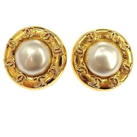 Chanel Vintage Multi CC Round Clip-On Metal with Faux Pearl