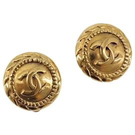 Chanel Vintage Orecchini a clip rotondi CC in metallo