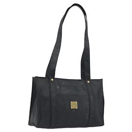 MCM Vicetos Tote Bag PVC Leder Schwarz Goldfarben Auth BA14872