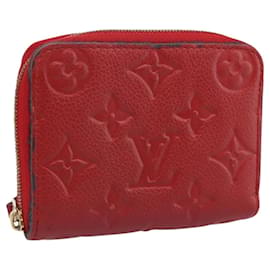 LOUIS VUITTON Monogram Empreinte Zippy Coin Purse Wallet Red M63696 Auth BA15266