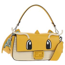 FENDI Dragonite FENDIxFRGMTxPOKMON Mamma Baguette Leather Yellow Auth 167542SM
