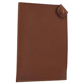 Hermès HERMES Porta Passaporto Tarmac Pelle Marrone Auth 196663V