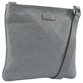 Borsa a tracolla GUCCI Guccissima GG Canvas Pelle Grigio Oro 201538 Auth 198273A