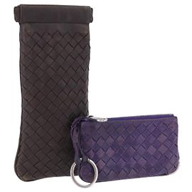 BOTTEGA VENETA INTRECCIATO Brillenetui und Münzbeutel aus Leder 2er-Set Auth BA15053