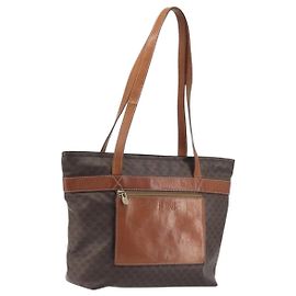 Céline Borsa a tracolla CELINE Macadam Canvas PVC Leather Brown Gold Auth 196695A