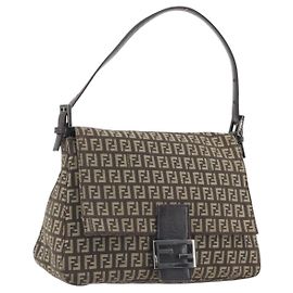 Borsa a Tracolla FENDI Zucchino Canvas Mamma Baguette Marrone Auth 197310V