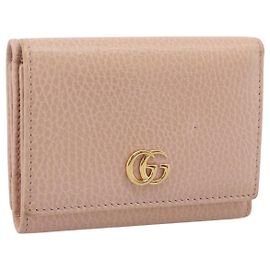 Portafoglio Compatto GUCCI GG Marmont in Pelle Pink Gold 474746 Auth 198790A