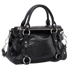 Borsa a Mano Miu Miu Vitello Lux Leather 2way Nero Argento Auth 197198SAM