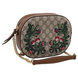Borsa a tracolla GUCCI GG Supreme Chain PVC Beige Gold 409535 Auth 197208V