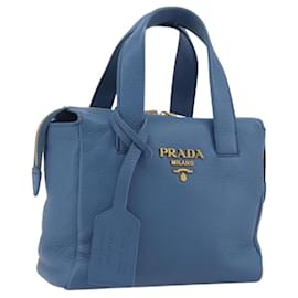 Borsa PRADA in pelle blu e oro Auth 197335V