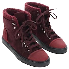 Sneakers High Cut CHANEL in camoscio Bordeaux CC Auth 196705M - Chanel