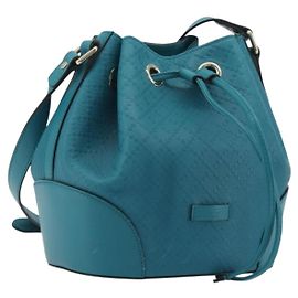 Bolsa de Ombro GUCCI Diamante em Couro Azul Prata 354229 Auth 195248A