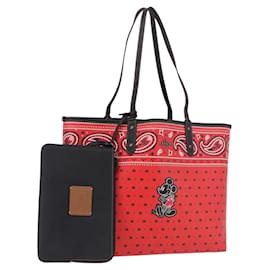 Borsa Tote Coach PVC Canvas Collaborazione Disney Rosso Argento Auth 196322A