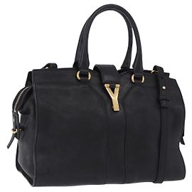 Borsa a mano Cabas SAINT LAURENT in pelle 2way Nero Oro Auth am12406V