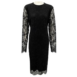 Vestido de manga larga de encaje negro Escada