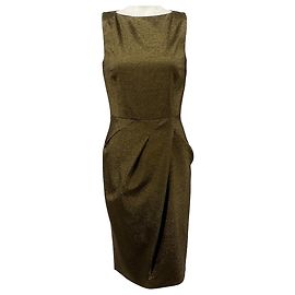 Vestido sin mangas de lana brillante dorado Michael Kors