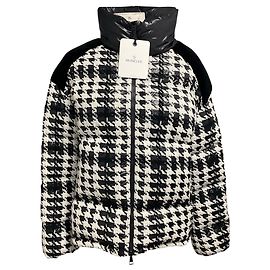 Moncler Erine Steppjacke mit Hahnentritt-Muster Black / White