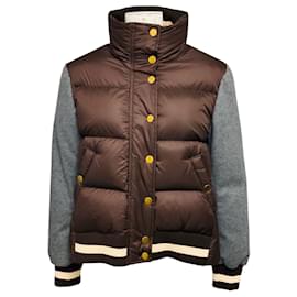 Chaqueta acolchada Ethan Mixed Media Veronica Beard Dark Chocolate