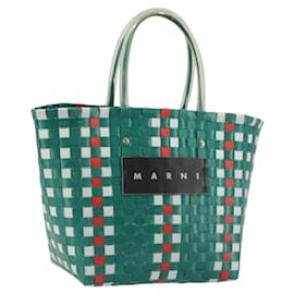 Borsa Cesto MARNI Vinyl Green Silver Auth 196678A - Marni