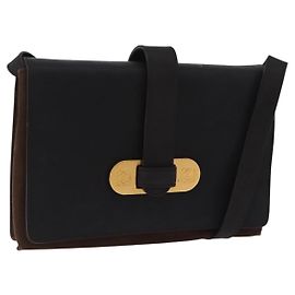 Borsa a tracolla LOEWE Suede Dark Brown Gold Tone Auth 196425A