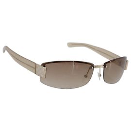 Lunettes de soleil sans monture GUCCI Plastique Marron Ton Or Auth am12290V