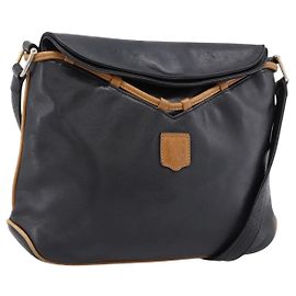 Céline Borsa a tracolla CELINE in pelle nera dettagli dorati Auth 196412