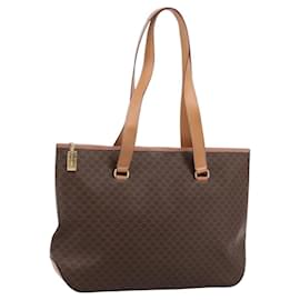 Bolso Tote CELINE Macadam Canvas PVC Cuero Brown Gold Auth am12286V - Céline