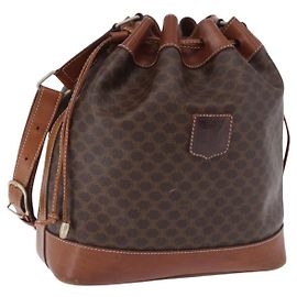 Céline Borsa a tracolla CELINE Macadam Canvas PVC Leather Brown Gold Auth 198250