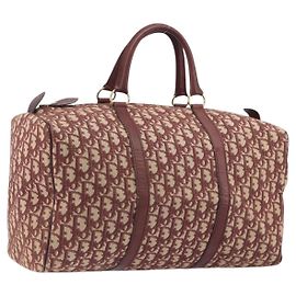 Borsa Boston Christian Dior Trotter Canvas Rossa Oro Auth 194262