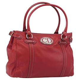 Borsa Christian Dior in pelle rossa e argento Auth 196646A
