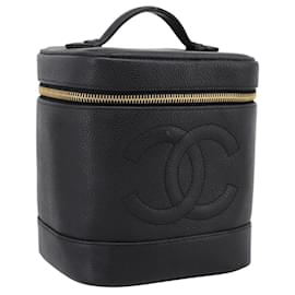 Borsa a mano Vanity CHANEL COCO Mark Pelle Caviar Nero Oro CC Auth 198746V - Chanel