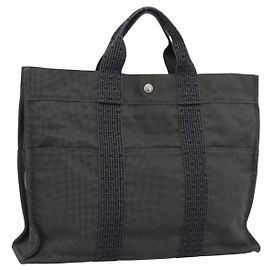 Hermès Borsa HERMES Her Line MM Canvas Grigio Argento Auth 189626
