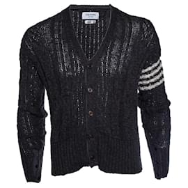 Thom Browne, offener Strickcardigan in Grau