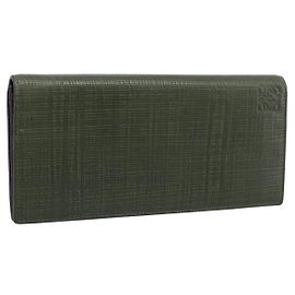 LOEWE Langbeutel aus Leder Grün Silber Auth 198759A