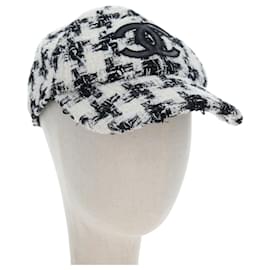Cappellino CHANEL COCO Tweed M White CC Auth 196483SAM - Chanel