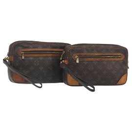 LOUIS VUITTON Monogram Marly Dragonne GM Clutch Bag 2 Set M51825 LV Auth fm5417