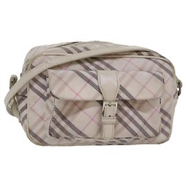 Sac à bandoulière BURBERRY Nova Check Blue Label en toile rose Auth ti1757