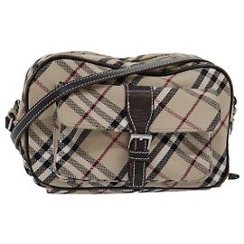 Borsa a tracolla BURBERRY Nova Check Blue Label in tela Beige Brown Auth ti1756