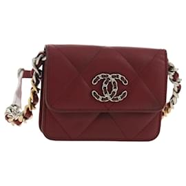 Borsa a tracolla CHANEL Matelasse in pelle di vitello argento Bordeaux CC Auth 187570V