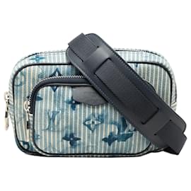 Borsa a tracolla Louis Vuitton Monogram Denim Watercolor Hickory Stripes Outdoor Pouch Blu