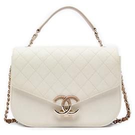 Borsa Chanel Paris Cuba Medium Quilted Caviar Thread Around bianca