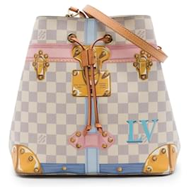 Borsa a secchiello Louis Vuitton Damier Azur Summer Trunks Neonoe Bianca