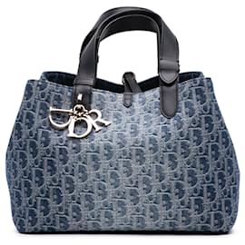 Borsa Tote Dior Toujours Medium in denim blu Oblique