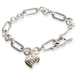 Bracciale a maglia Figaro con ciondolo a cuore in oro giallo e argento sterling David Yurman