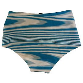 Bikini parte inferior de talle alto a rayas azul y blanco para mujer Missoni