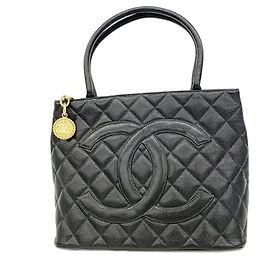 Chanel Tote Bag aus schwarzem genarbtem Kalbsleder