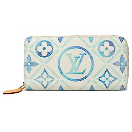 Louis Vuitton Monogram Tiles By The Pool Zippy Geldbörse Lang Blau