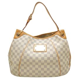 Borsa a tracolla Louis Vuitton Damier Azur Galliera GM Bianca